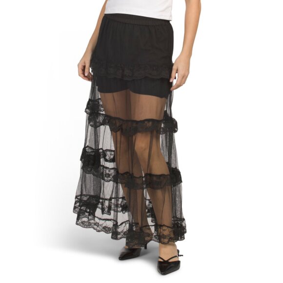 US TOGETHER Black Lace Maxi Skirt - Picture 1 of 2